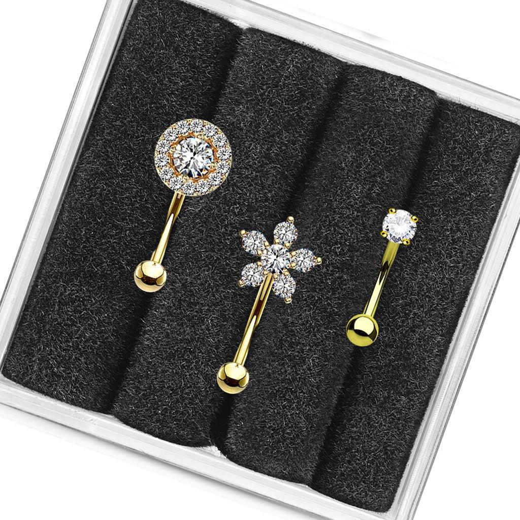 3pc Gem Curve Pack 16G 8mm (1)-My Body Piercing Jewellery