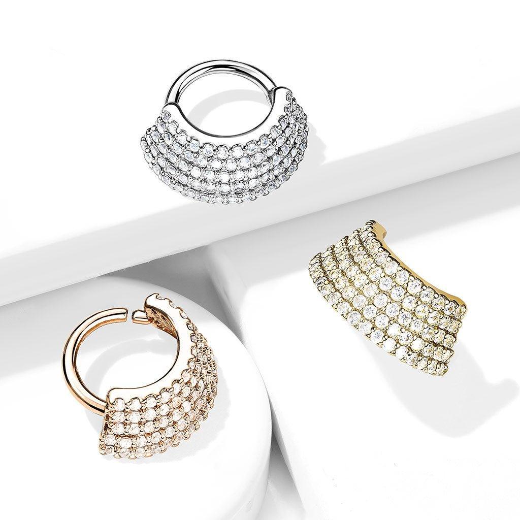 5 Line Paved Twist Ring 16G 8mm-My Body Piercing Jewellery