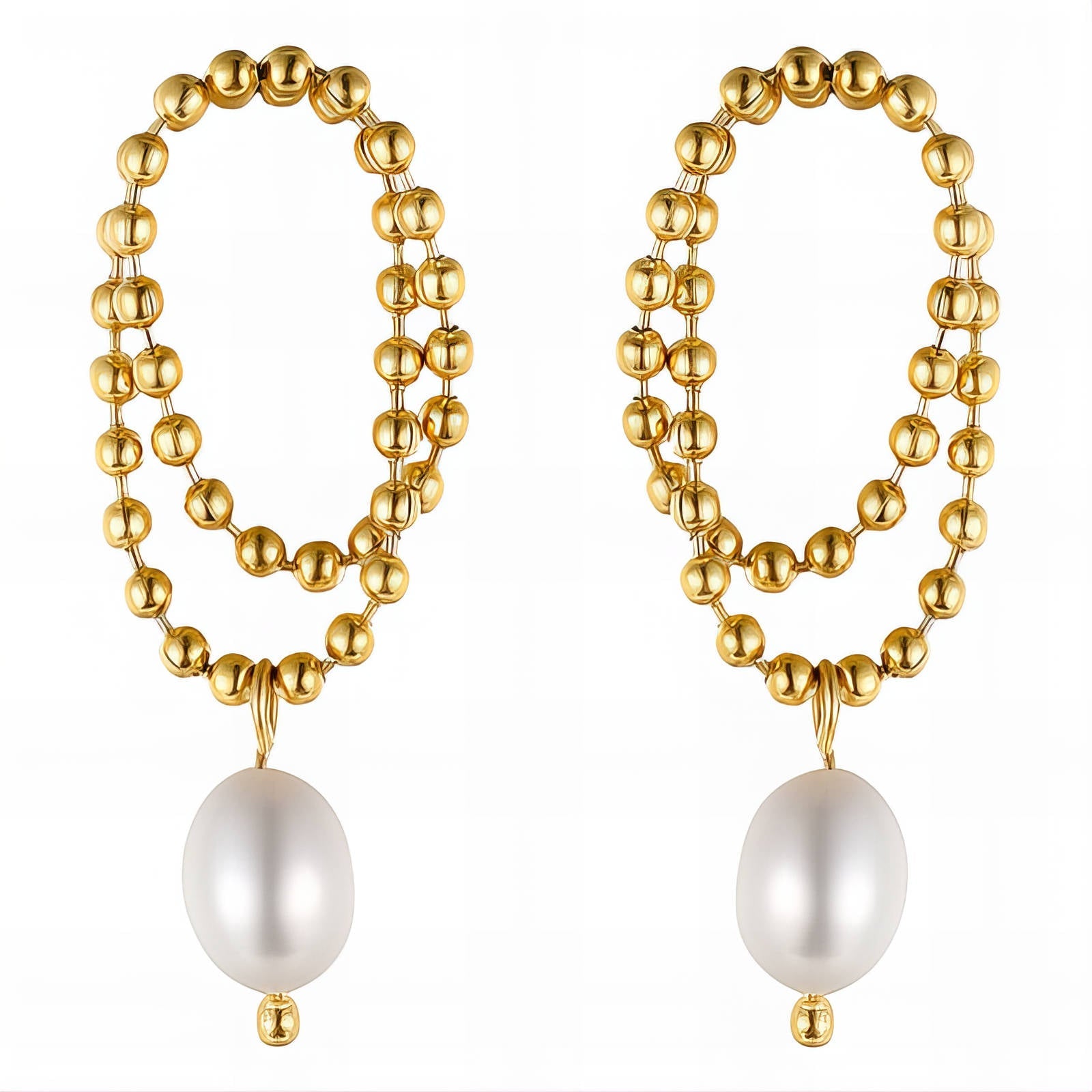 18kt Gold Plated Pearl Chain Earrings