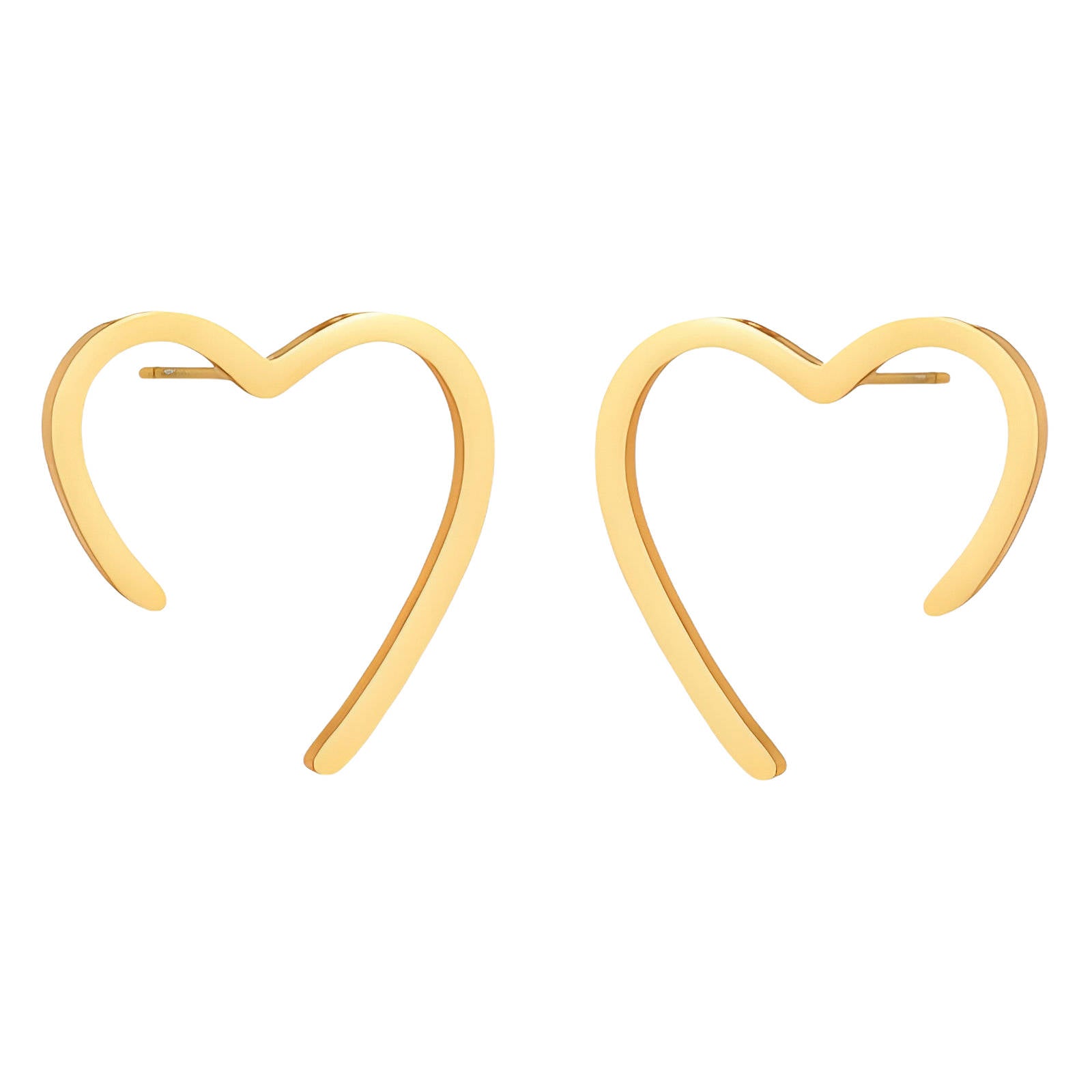 Gold heart-shaped earrings on a white background