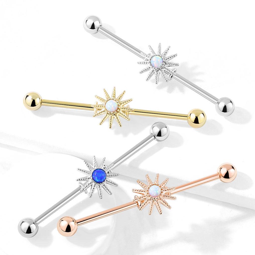 Opal Sunburst Industrial 14G 38mm-My Body Piercing Jewellery