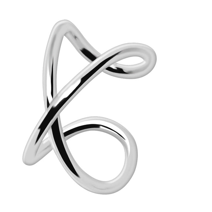 Cross Faker Ear Cuff – 316L Stainless Steel X Ring Fake Cartilage Cuff with Double-Line Design