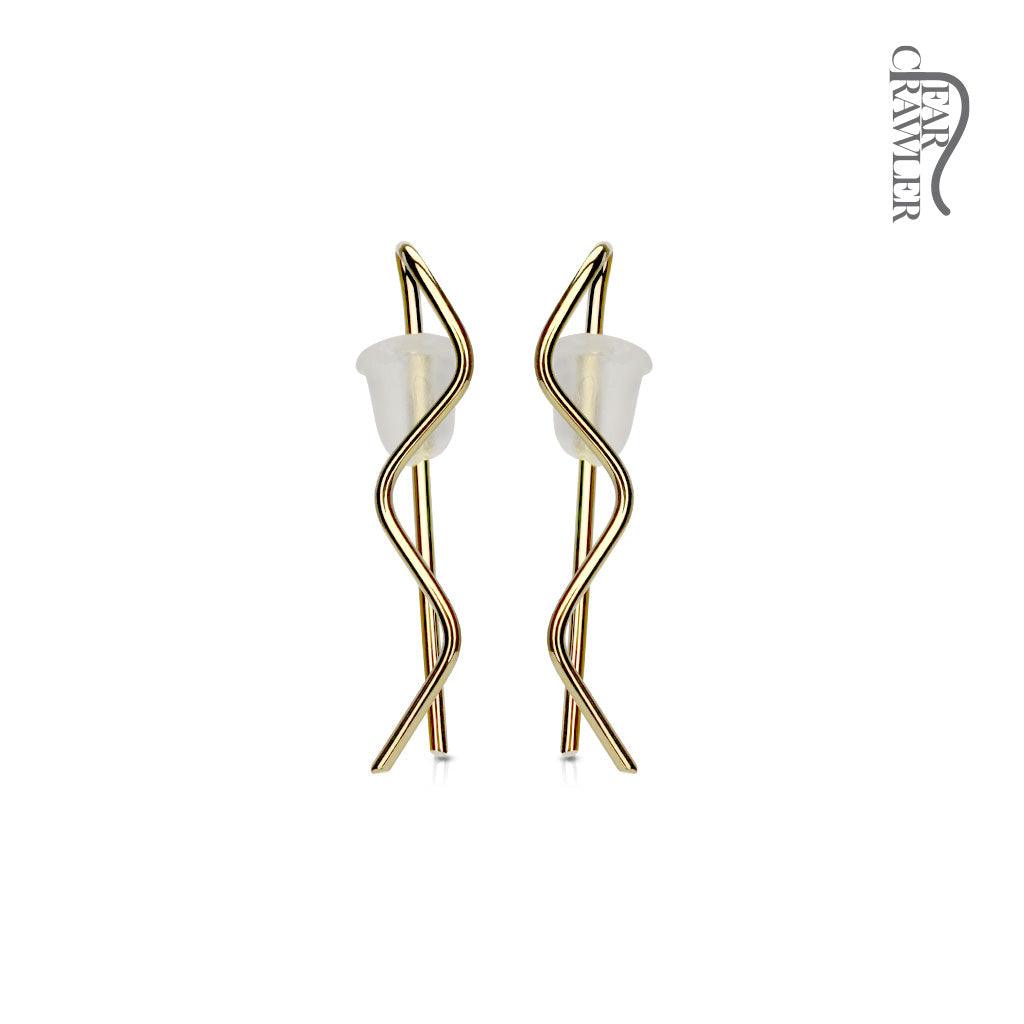 Minimalist Wave Ear Crawler Pair-My Body Piercing Jewellery