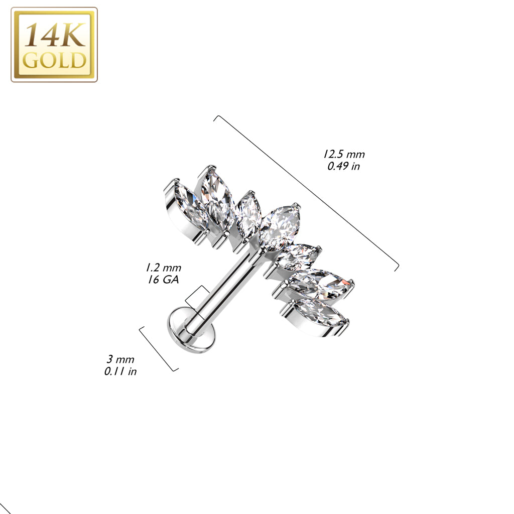 14kt Gold Gem Crown Labret