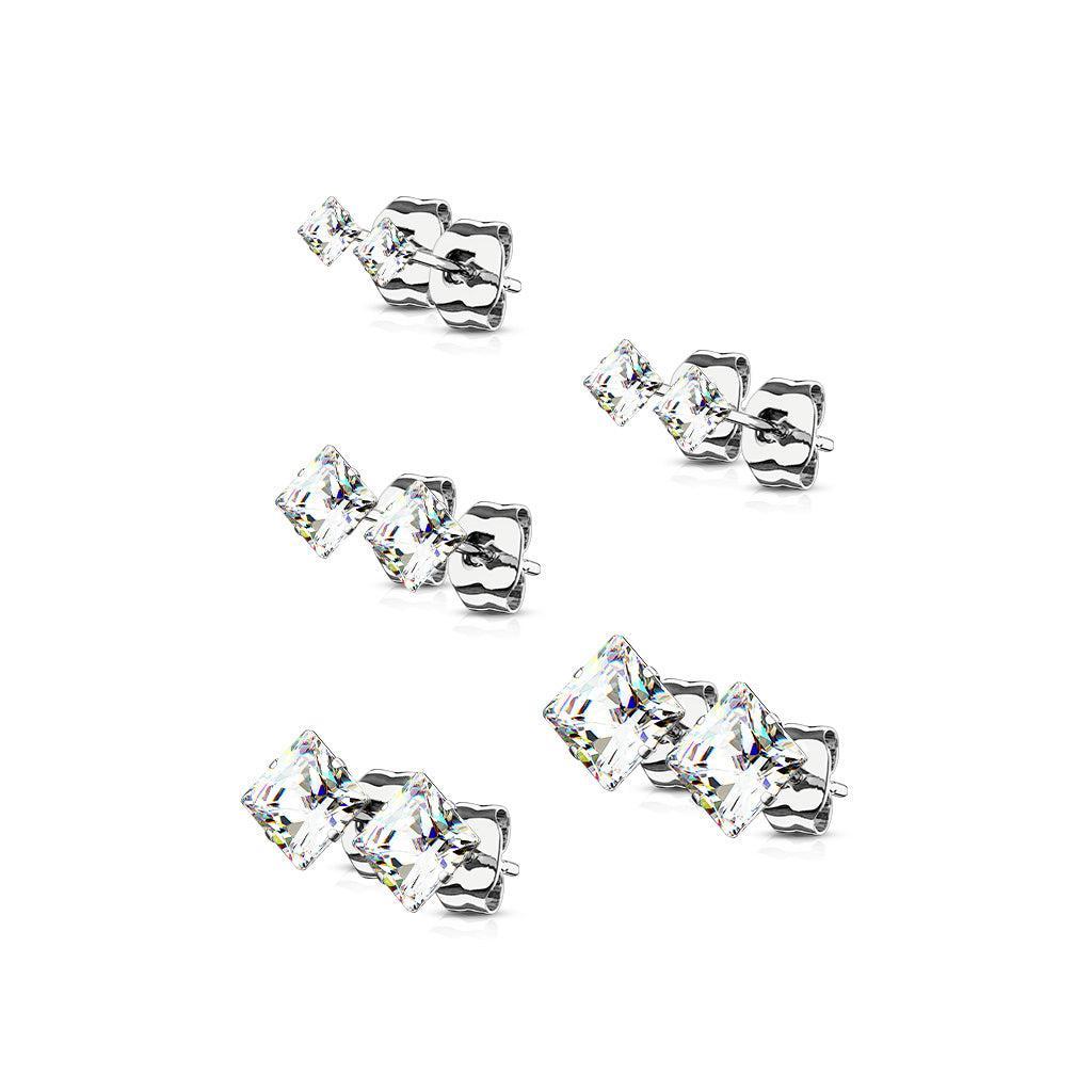Gem Prong Earrings 5 Pairs