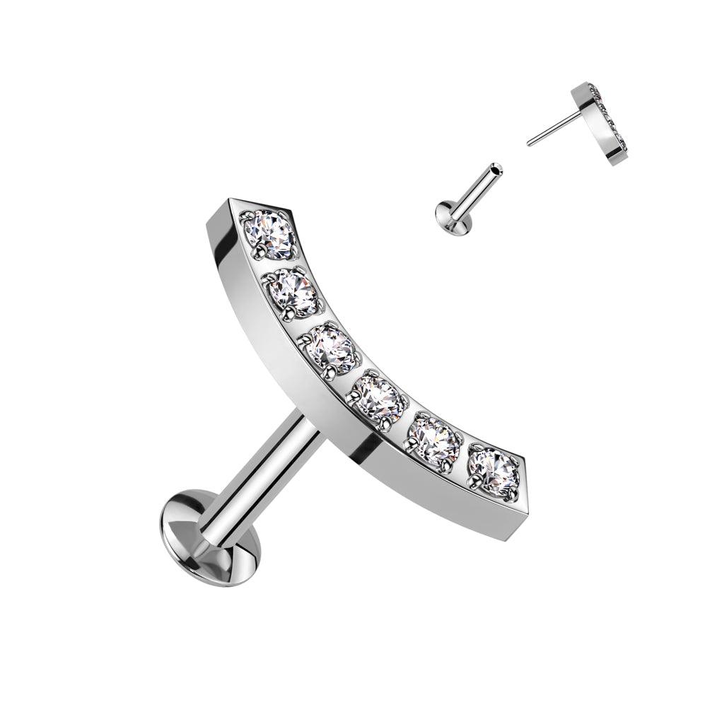 Gem Curve Threadless Labret 16G-My Body Piercing Jewellery
