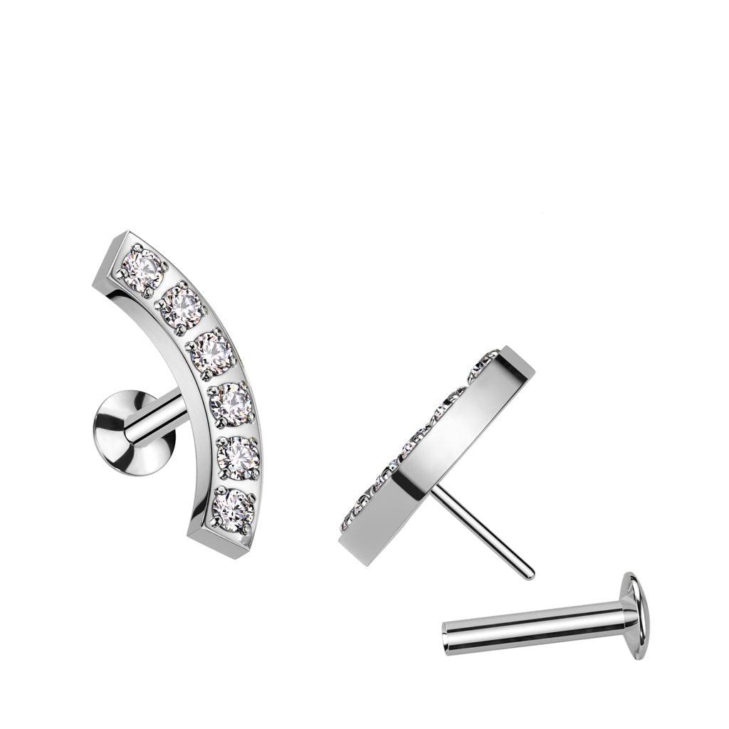 Gem Curve Threadless Labret 16G-My Body Piercing Jewellery