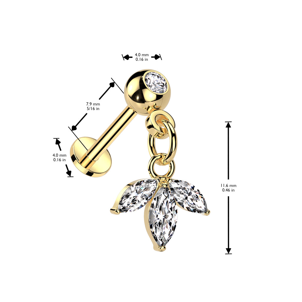 Threadless Leaf Dangle Labret