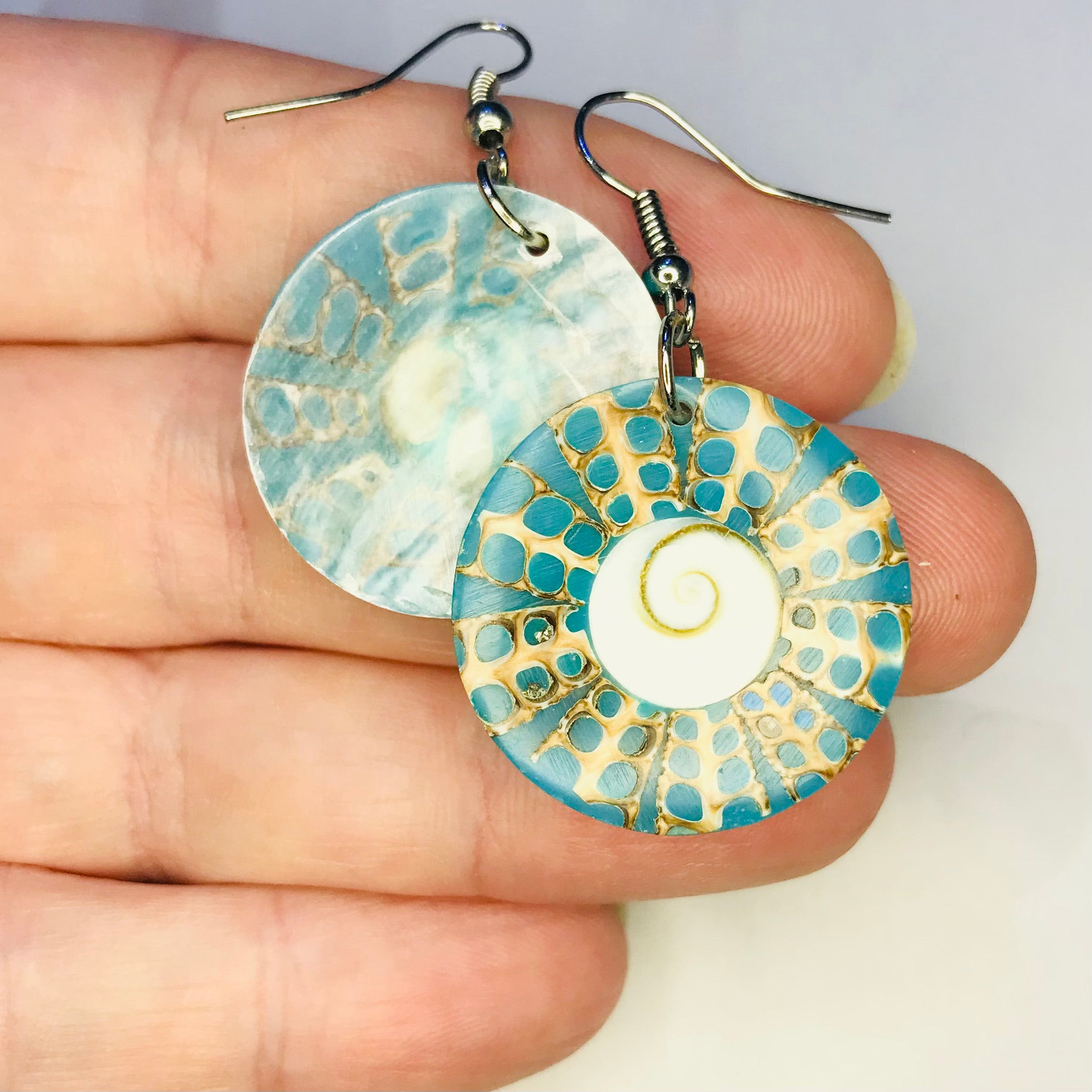 Shell Disc Earring Pair