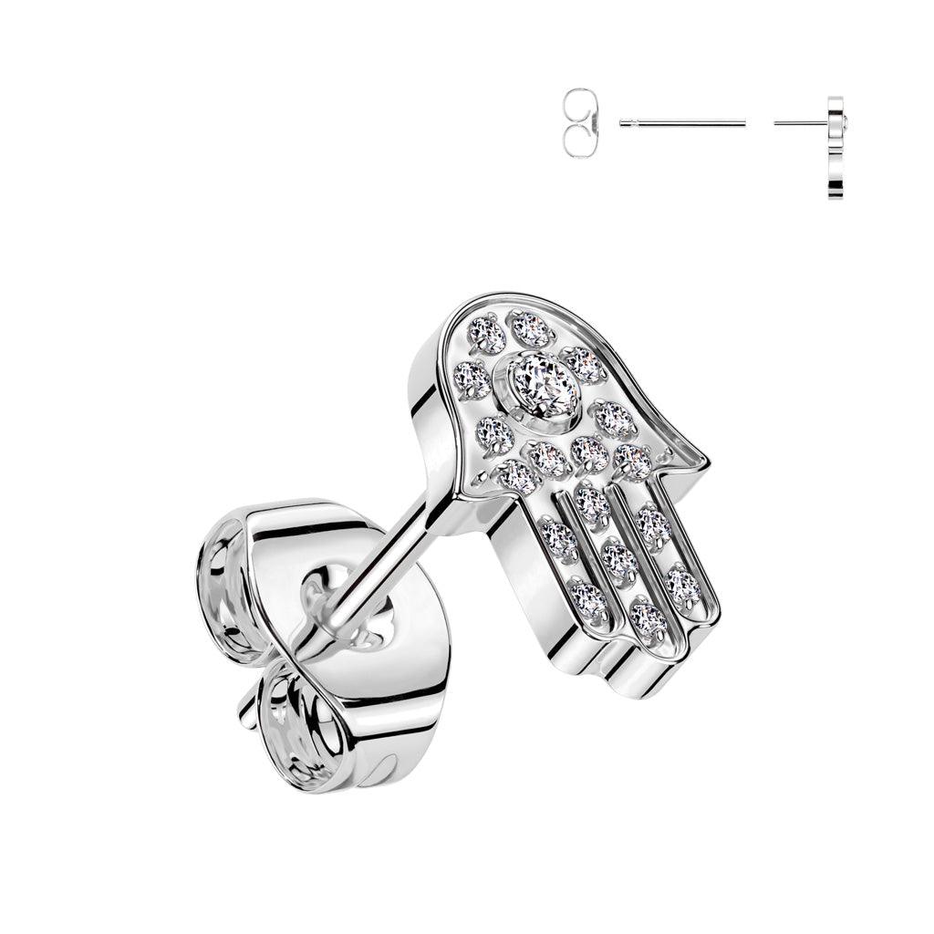 Body Jewelry - Titanium Threadless Hamsa Earrings Pair