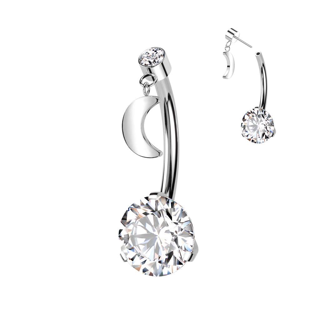 Body Jewelry - Titanium Threadless Moon Belly Bar 14G