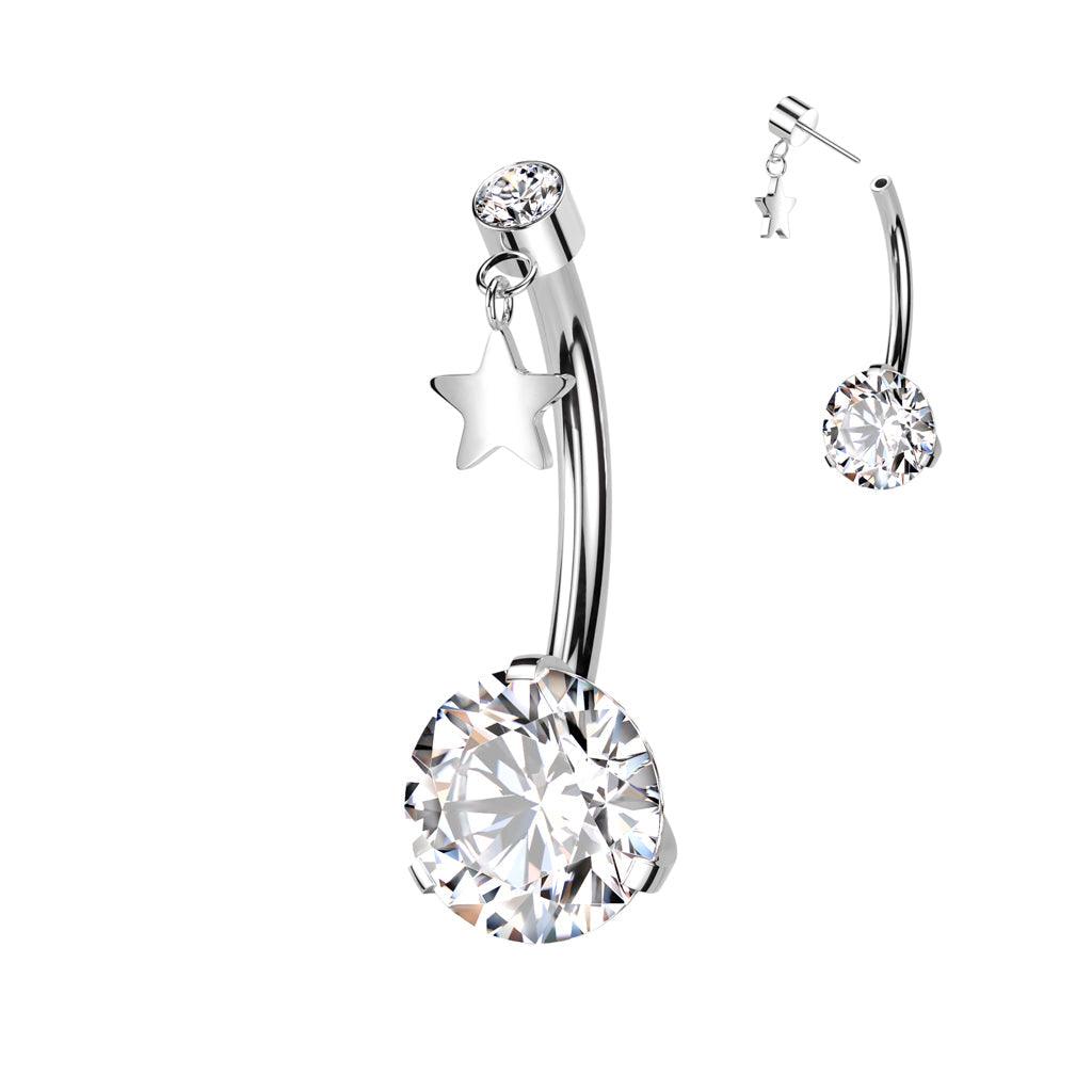Body Jewelry - Titanium Threadless Star Belly Bar 14G