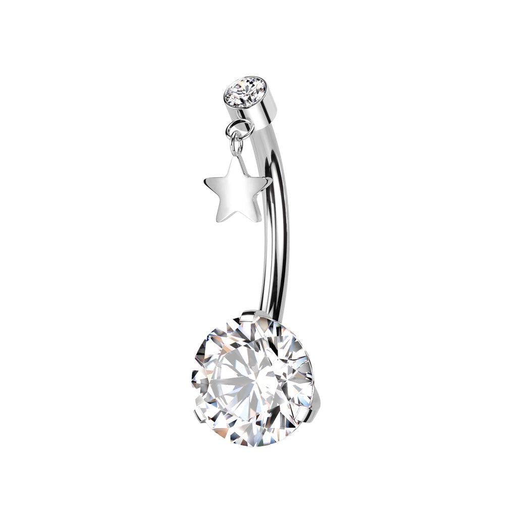 Body Jewelry - Titanium Threadless Star Belly Bar 14G