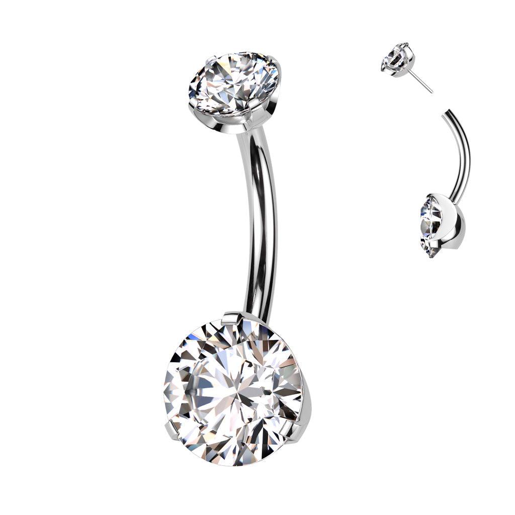 Body Jewelry - Titanium Threadless Prong Belly Bar 14G