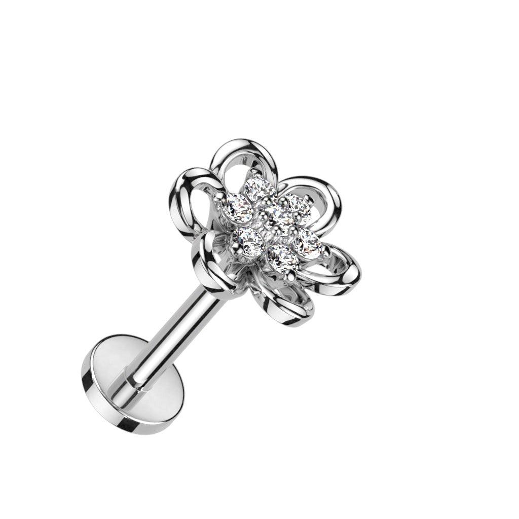 Gem Centre Flower Labret 16G-My Body Piercing Jewellery