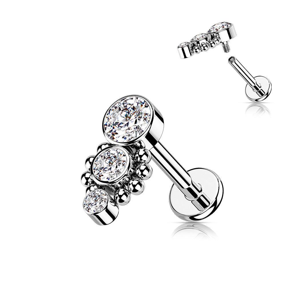 Body Jewelry - Triple Gem Drop I.T. Labret 16G