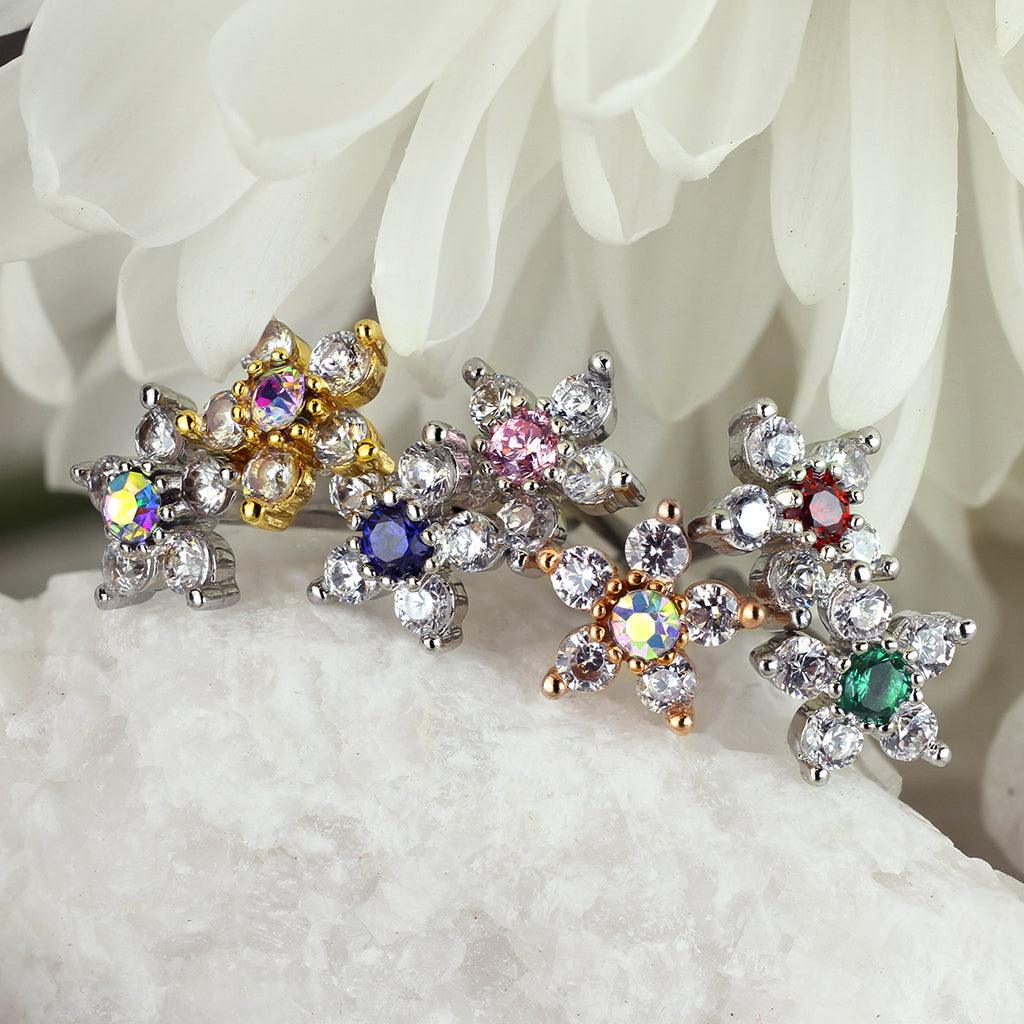 Large Gem Flower Nose Bone 20G-My Body Piercing Jewellery