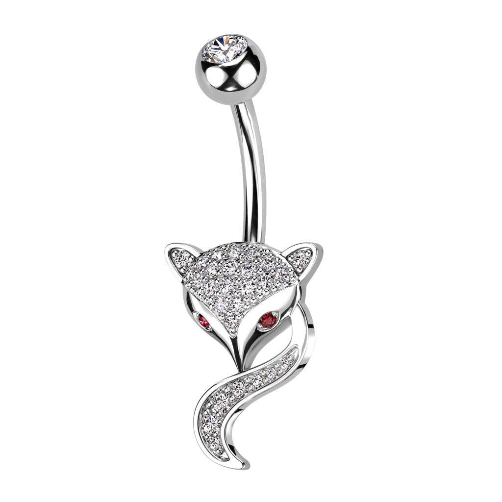 Gem Fox Belly Bar 14G-My Body Piercing Jewellery