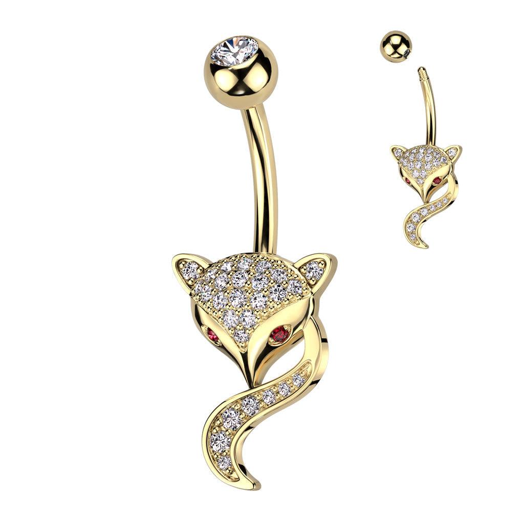 Gem Fox Belly Bar 14G-My Body Piercing Jewellery
