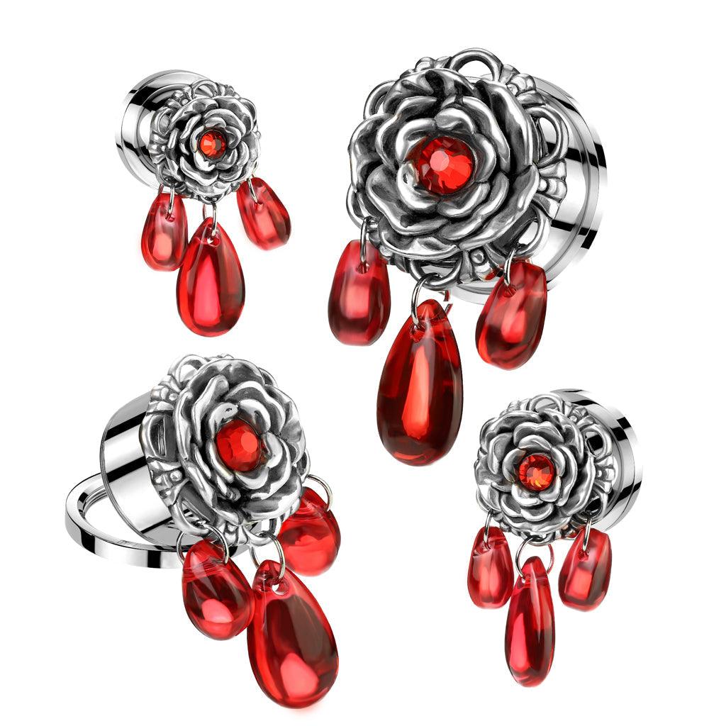 Rose Dangle Plug 6mm-16mm-My Body Piercing Jewellery