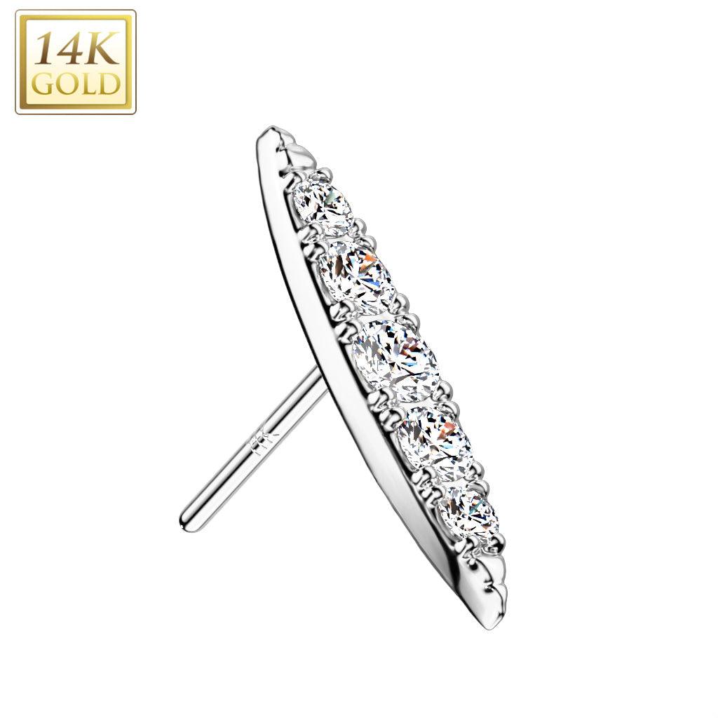 14kt Gold Threadless Long Oval Top-My Body Piercing Jewellery