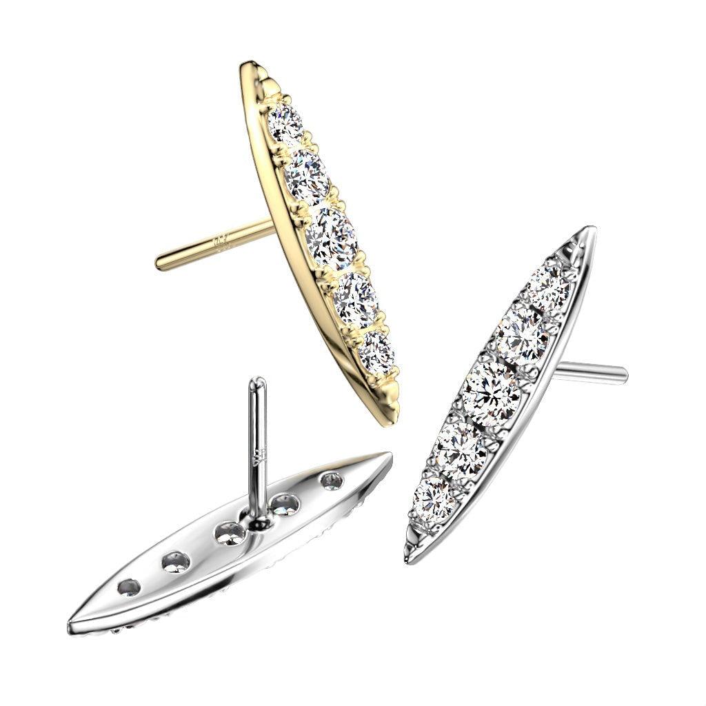 14kt Gold Threadless Long Oval Top-My Body Piercing Jewellery