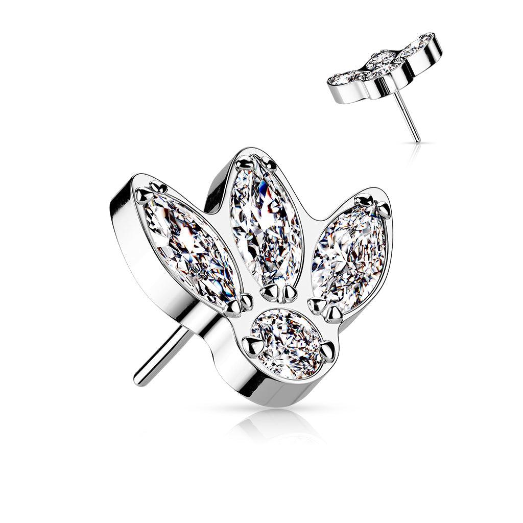 Body Jewelry - Titanium Threadless Gem Fan End