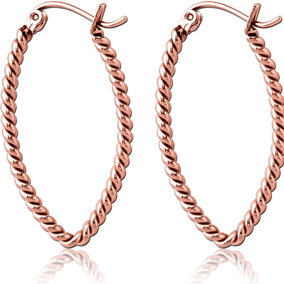 Rose Gold Twisted Oval Earring Pair