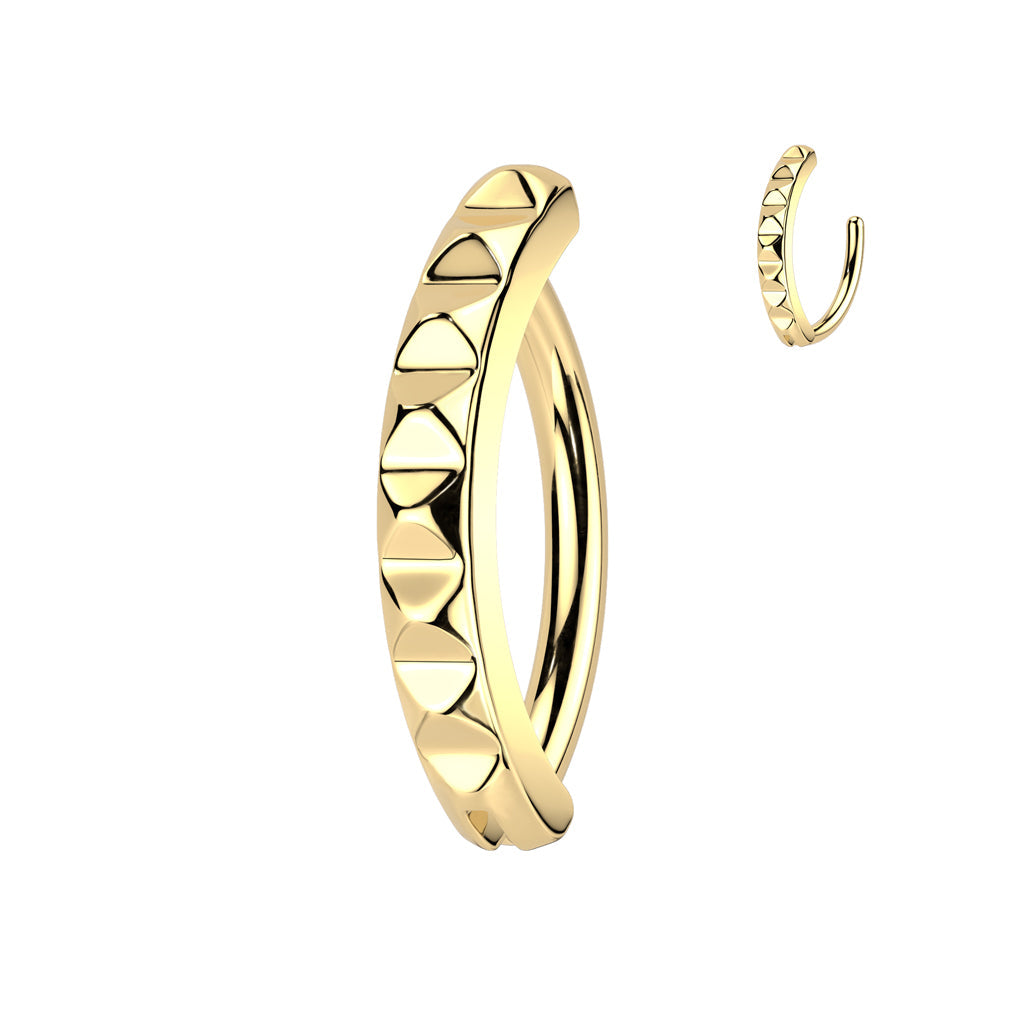 Pyramid Cut Hinged Belly Bar 14G