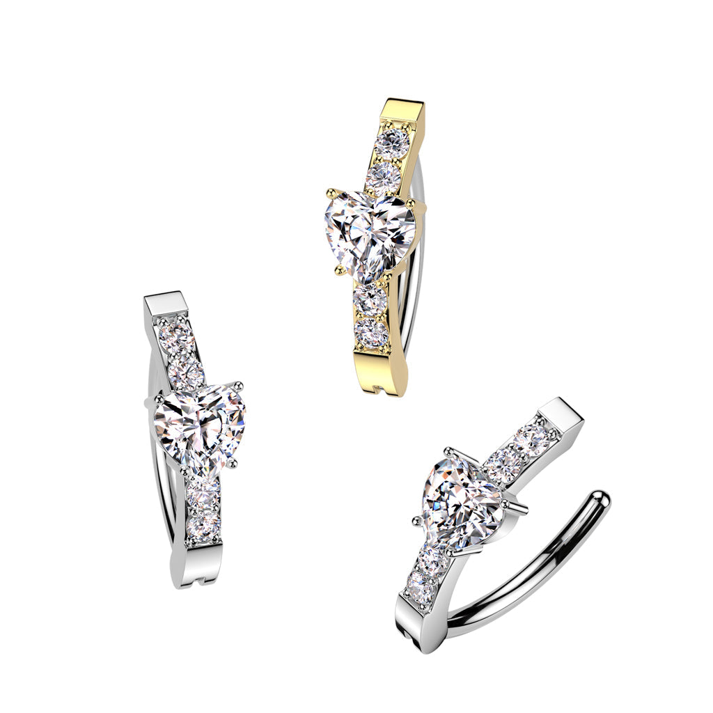 Heart Hinged Belly Bar 14G