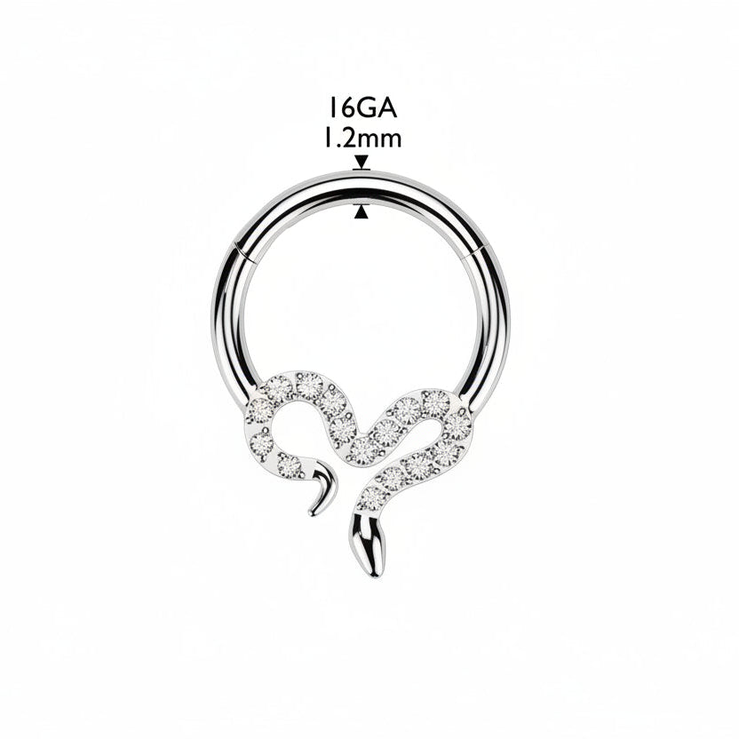 Titanium Paved Snake Hinged Ring