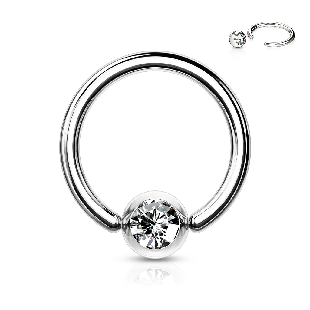 Gem Ball Captive Ring 20G - 14G