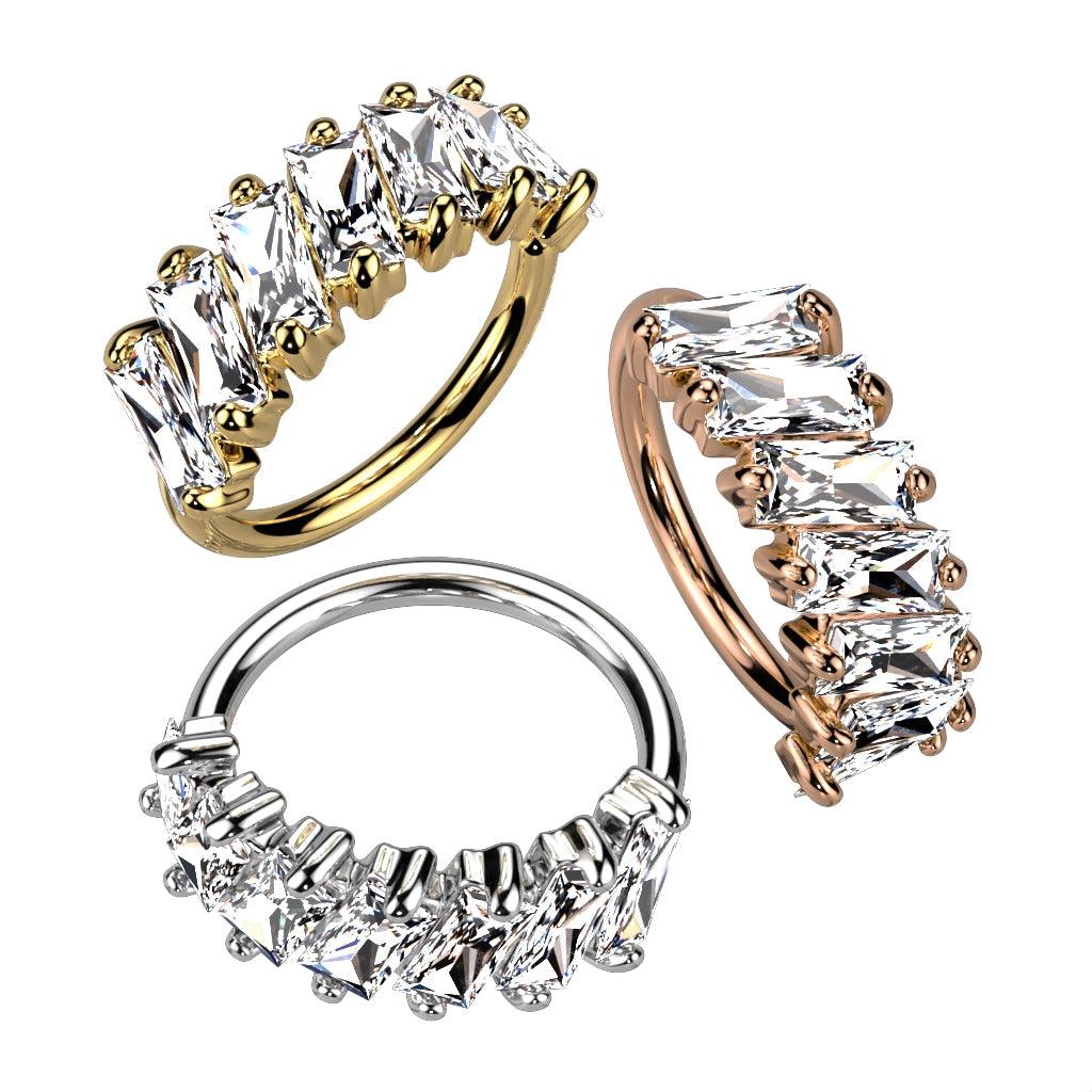 Princess Cut Paved Twist Ring 16G 8mm-My Body Piercing Jewellery