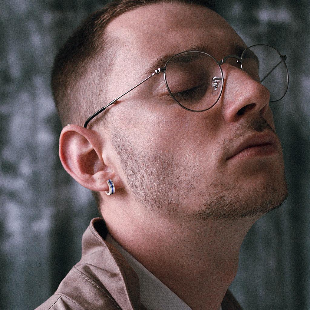 Body Jewelry - Striped Centre Huggies Earrings Pair