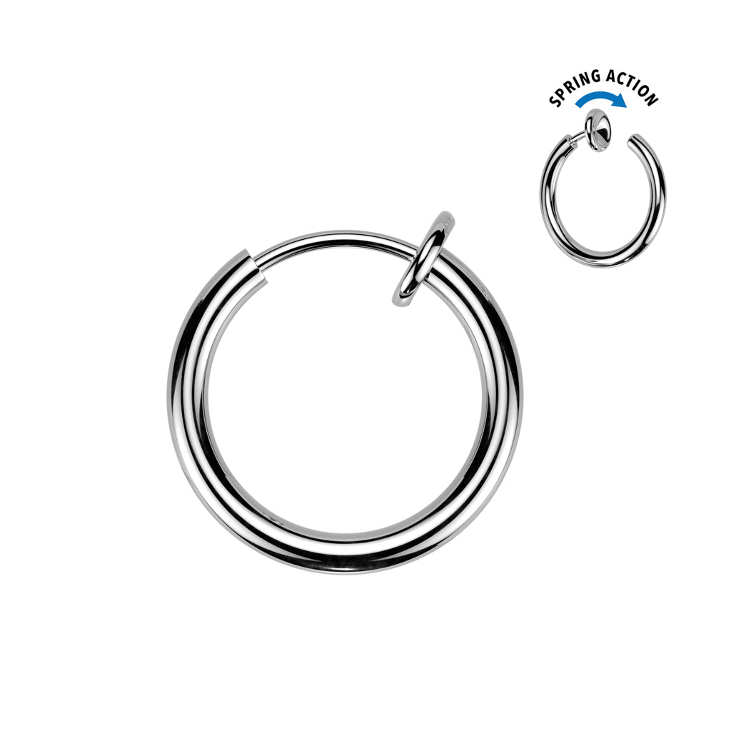 Spring Action Faker Ear Cuff / Ring – 316L Surgical Steel Non-Piercing with description