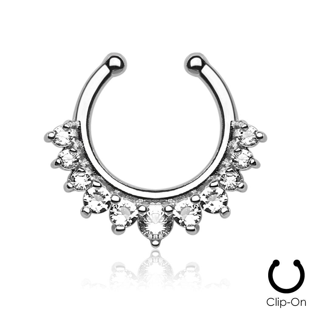 Gemmed Non-Piercing Septum Ring-My Body Piercing Jewellery