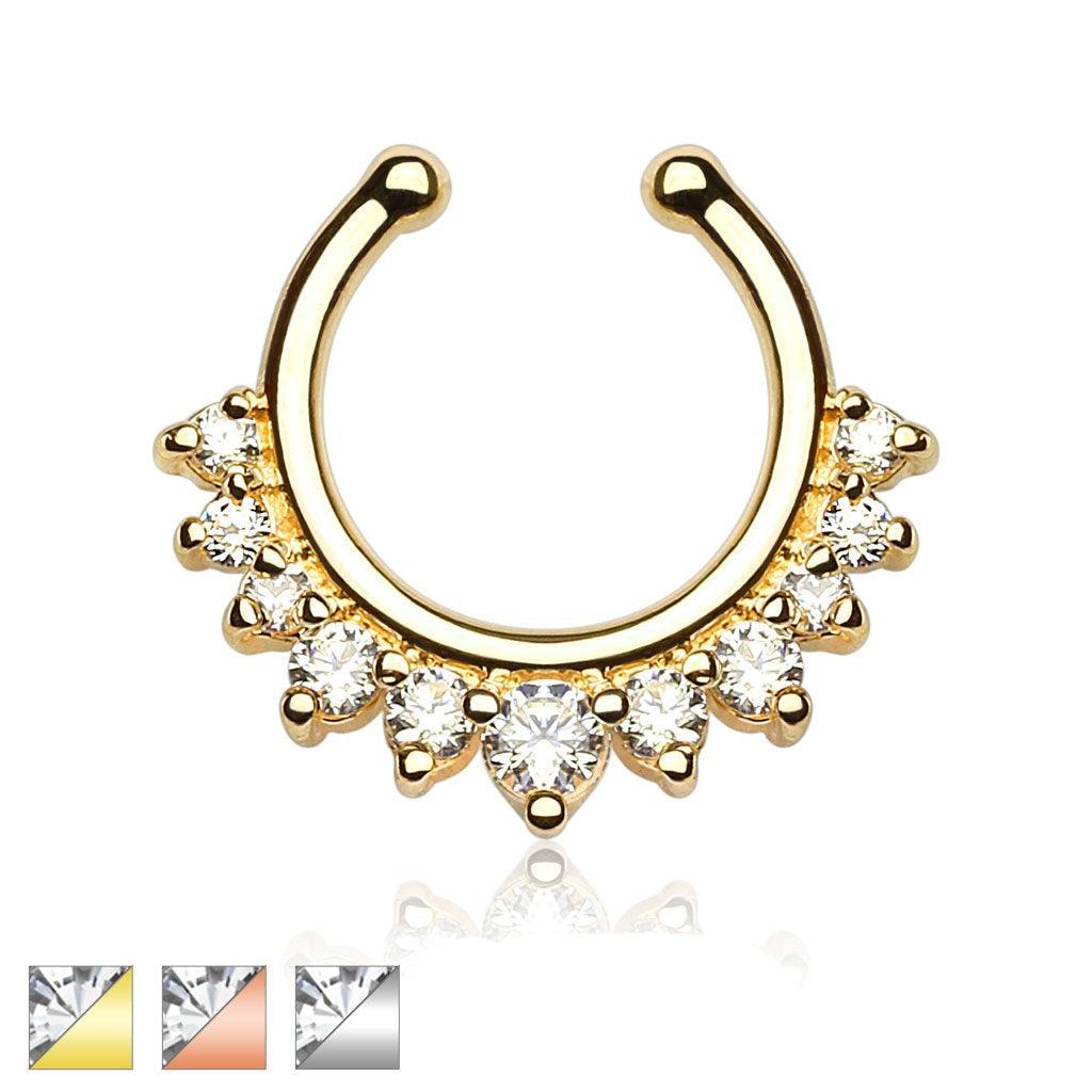 Gemmed Non-Piercing Septum Ring-My Body Piercing Jewellery