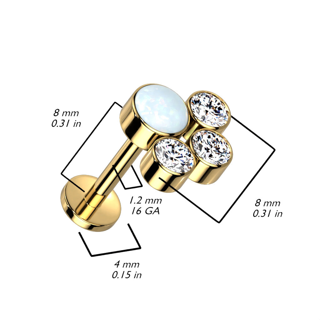 Titanium Opal Tri Gem Labret