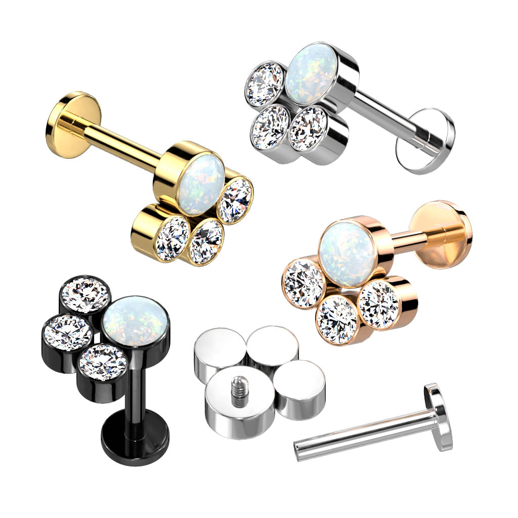 Titanium Opal Tri Gem Labret