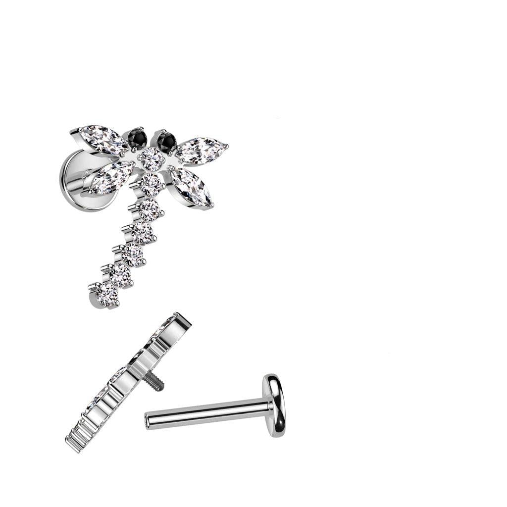 Body Jewelry - Titanium Gem Dragonfly Labret 16G