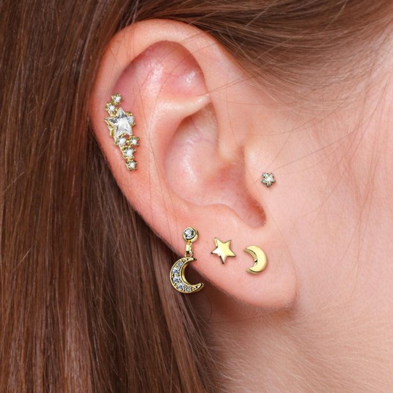 5pc Gem Cartilage Bar Pack 16G-My Body Piercing Jewellery