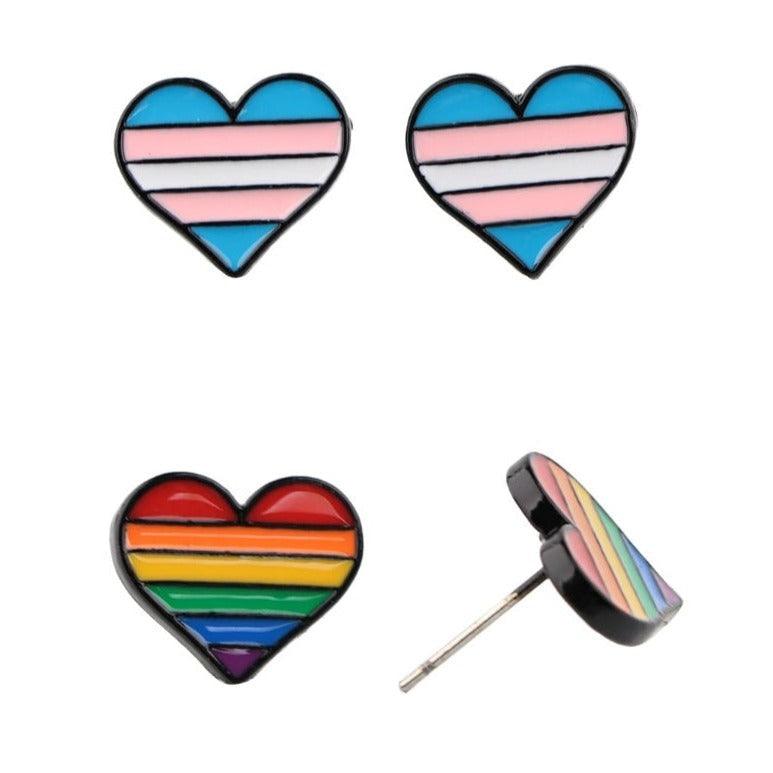 Pride Heart Earrings Pair-My Body Piercing Jewellery