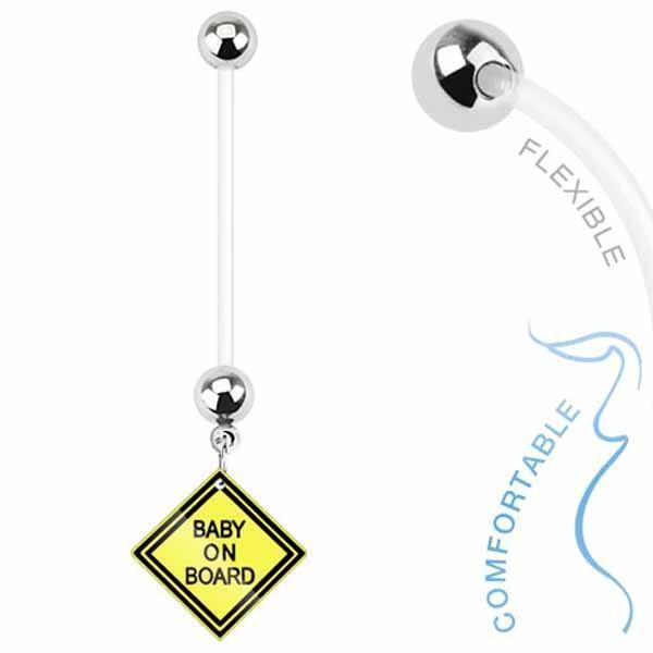 Baby On Board Pregnancy Belly Bar 14G-My Body Piercing Jewellery