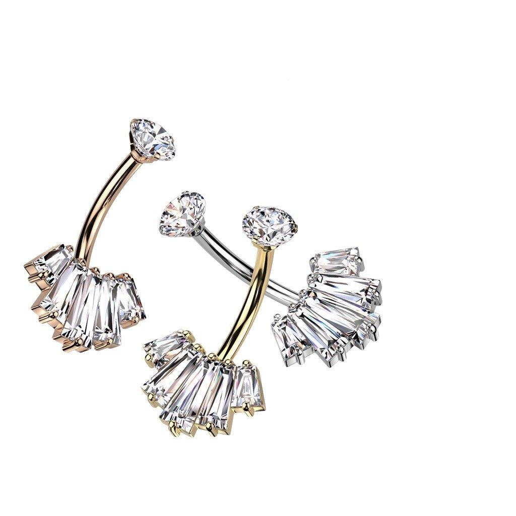 Baguette Fan Belly Bar 14G-My Body Piercing Jewellery