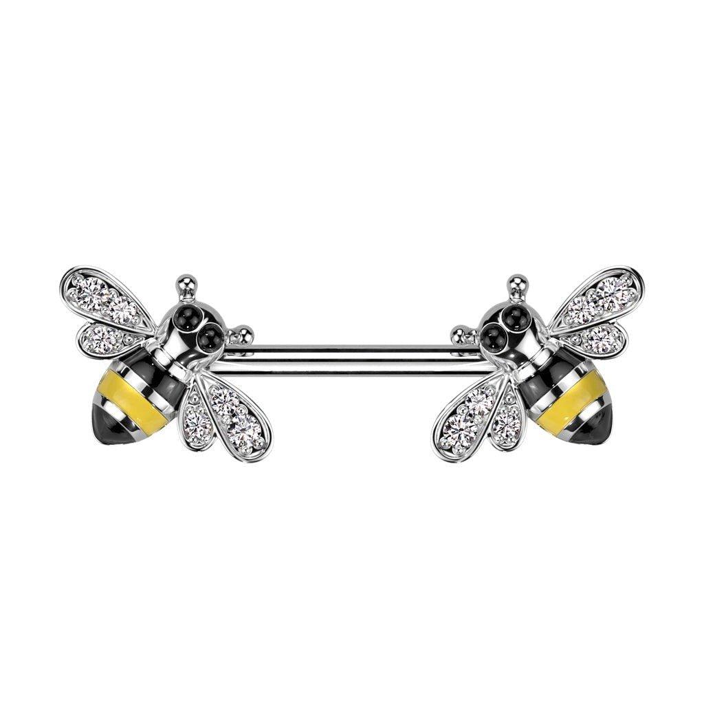 Bee Nipple Bar 14G (Single)-My Body Piercing Jewellery