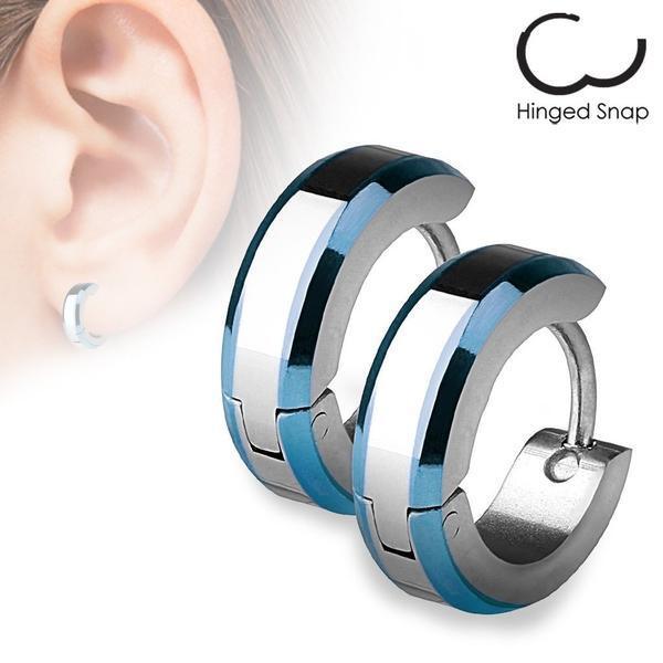 Beveled Edge Huggies Earrings Pair-My Body Piercing Jewellery