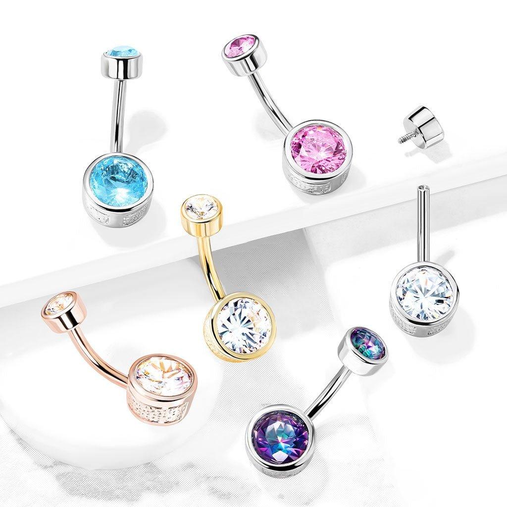 Bezel Cylinder Belly Bar 14G-My Body Piercing Jewellery