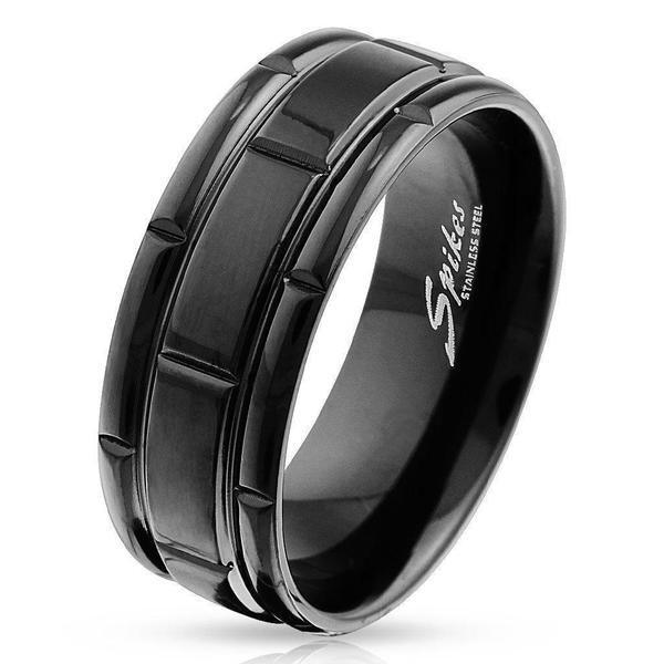 Black Box Grooved Ring-My Body Piercing Jewellery