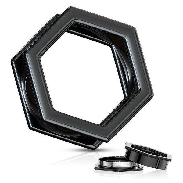 Black Hexagon Tunnel 8mm-25mm-My Body Piercing Jewellery