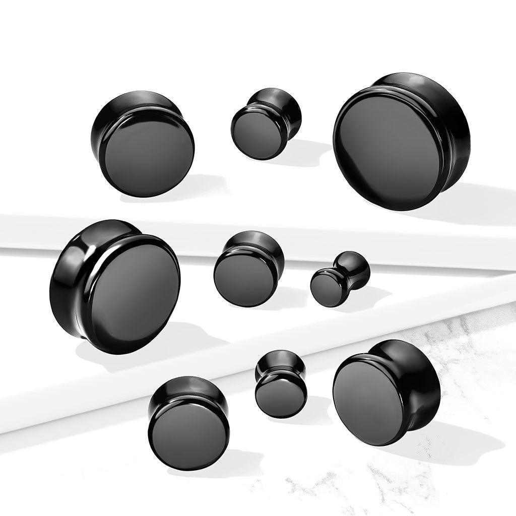Black Obsidian Stone Plug 4G-1"-My Body Piercing Jewellery